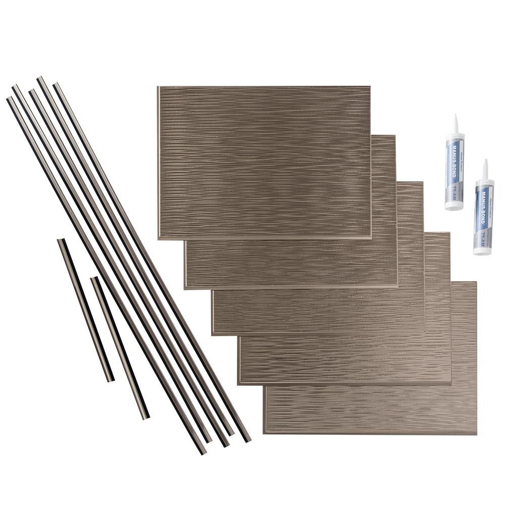 Fasade Traditional 4 18 in. x 24 in. Brushed Nickel Vinyl Decorative