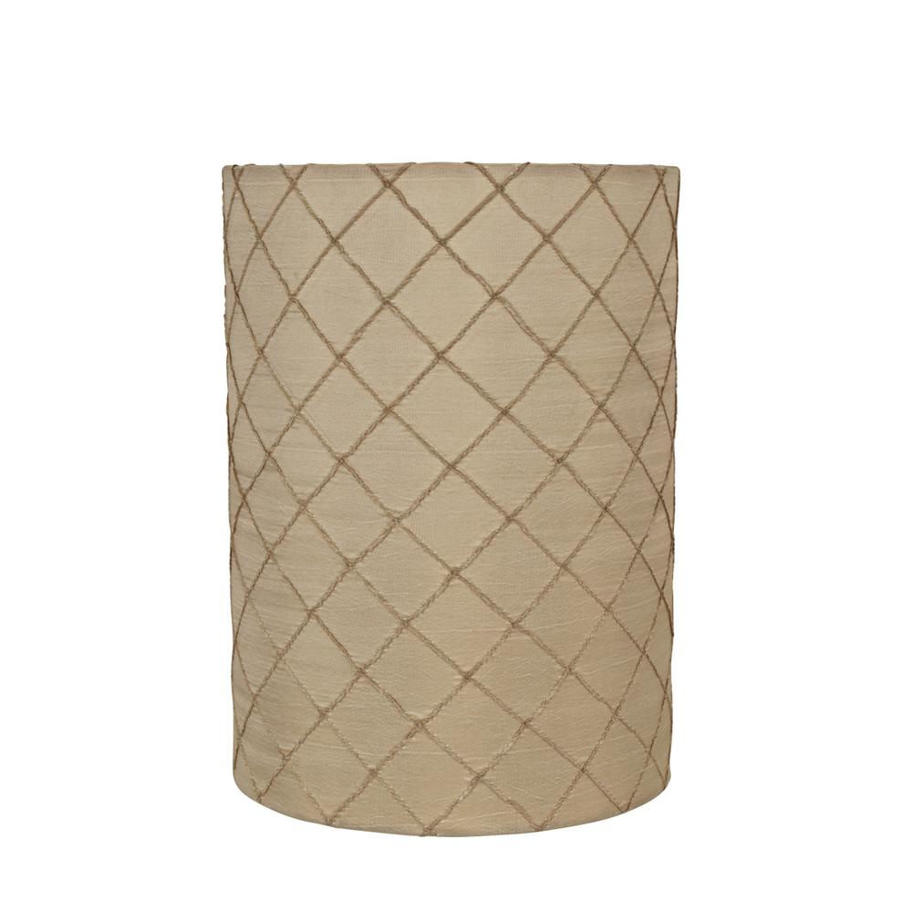 Aspen Creative Corporation 8 In X 11 Beige And Plaid Design Drum Cylinder Lamp Shade