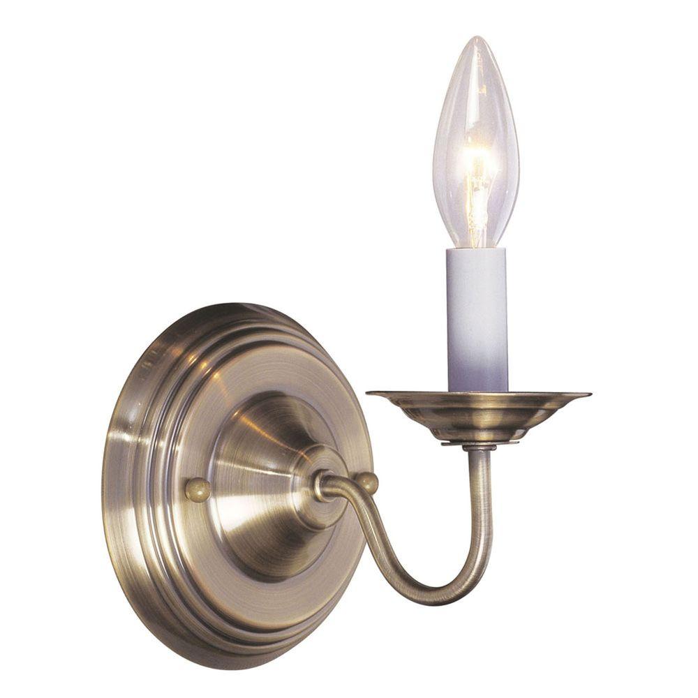 Livex Lighting Providence 1Light Antique Brass Incandescent Wall Sconce501701  The Home Depot