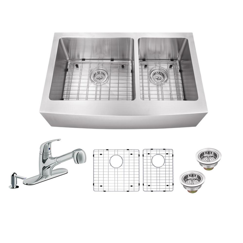 IPT Sink Company AllinOne Apron Front Stainless Steel (Silver) 35.875
