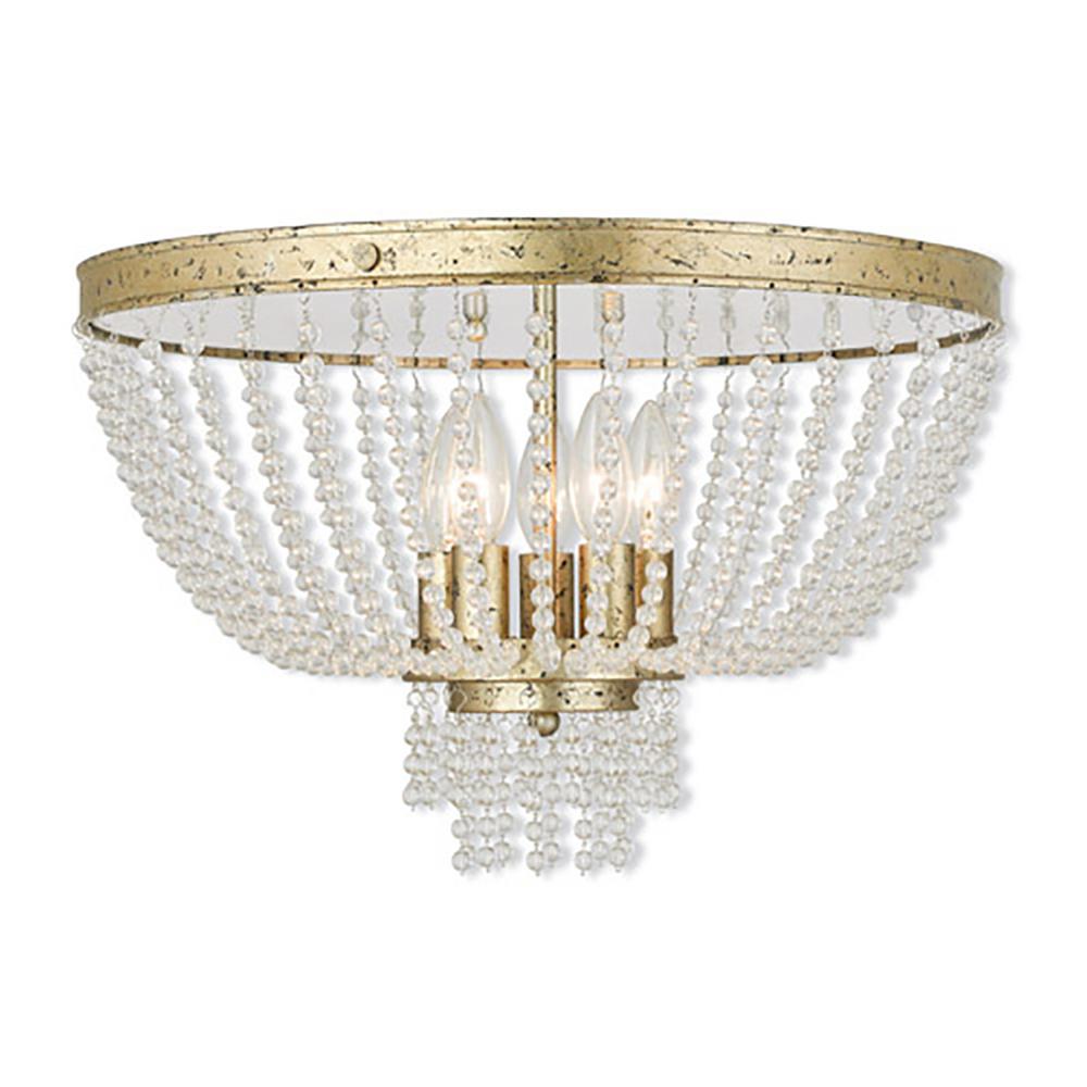 Livex Lighting Valentina 5Light Winter Gold Flushmount5186628 The