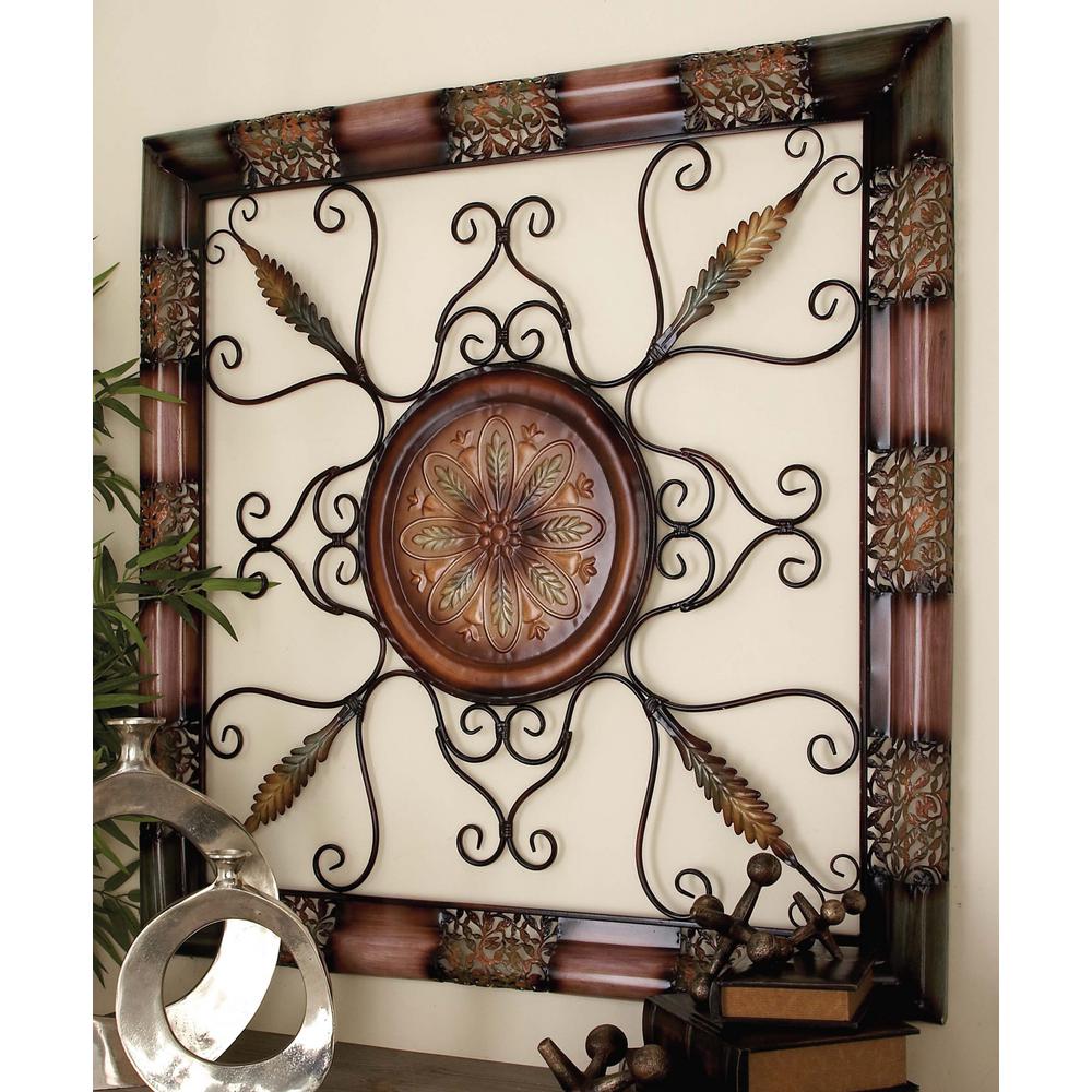 45 In X Old World Metal Wall Decor With Fl Medallion