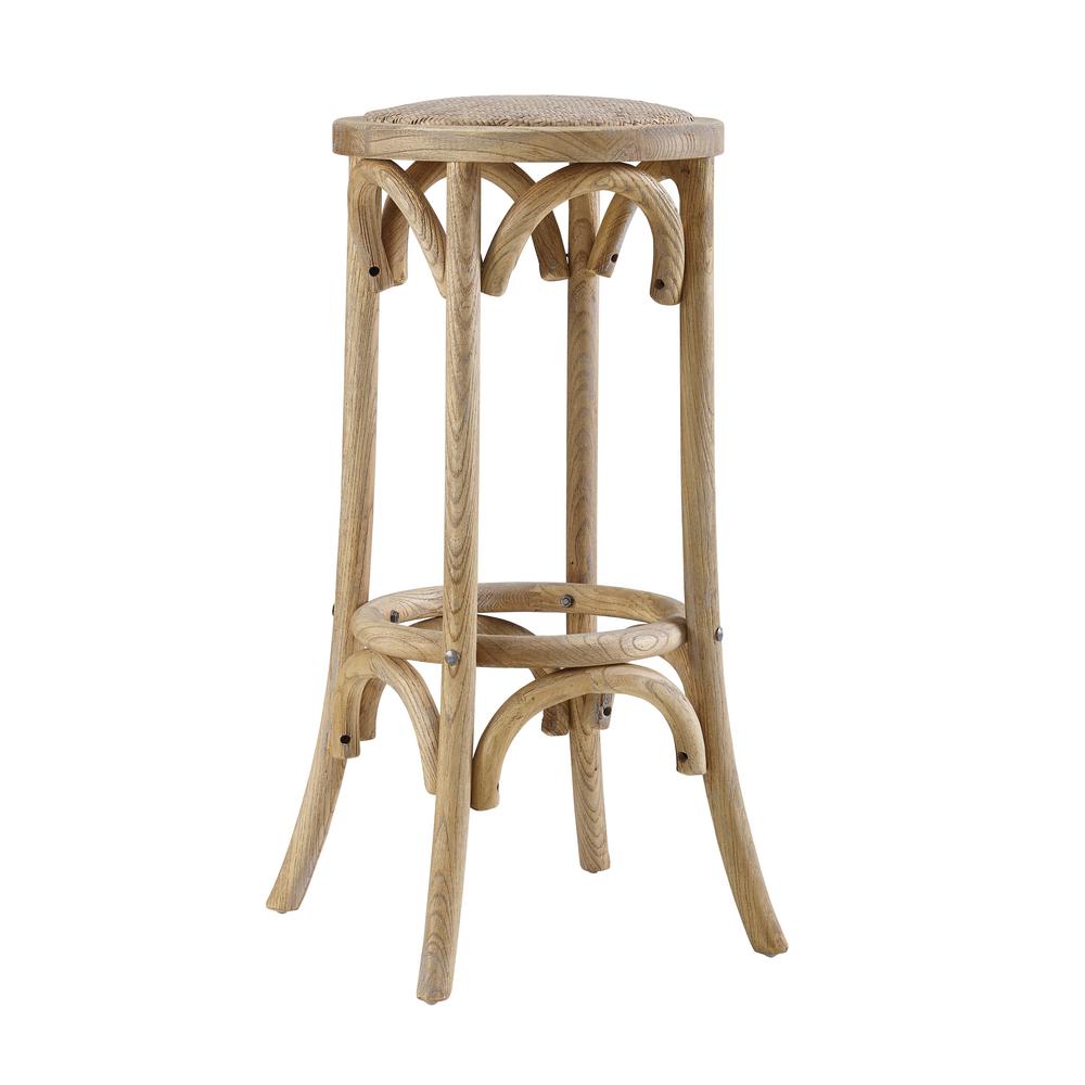Noble House Lopez 30 in. Ivory Leather Backless Bar Stool (Set of 2