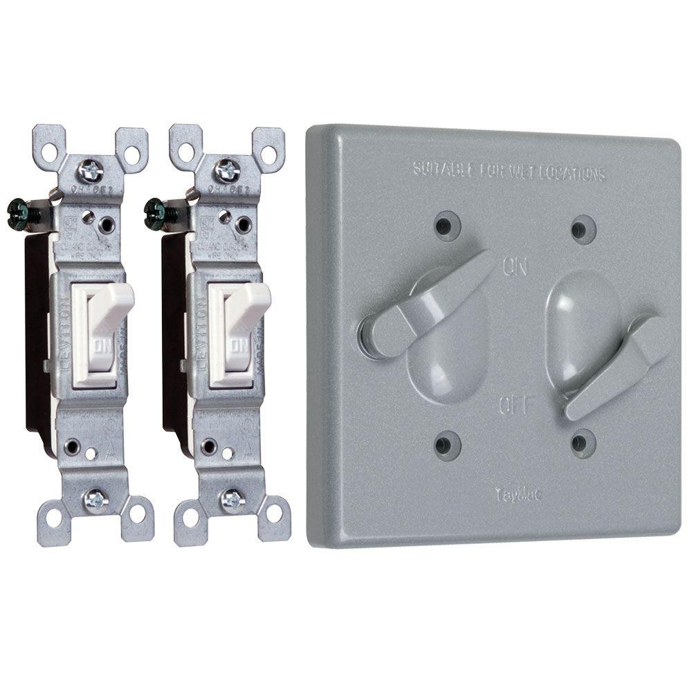 TAYMAC 2Gang Weatherproof 2Toggle Switch Cover ComboTC221S The