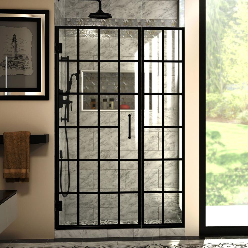 Dreamline Unidoor Toulon 46 In To 46 1 2 In W X 72 In H Frameless Hinged Shower Door In Satin Black