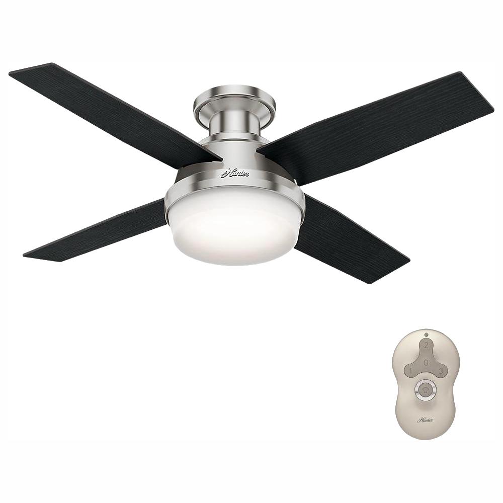 Hunter Reversible Blades Black Ceiling Fans Lighting The Low Profile Led Indoor Brushed Nickel Ceiling Fan With Light Kit And