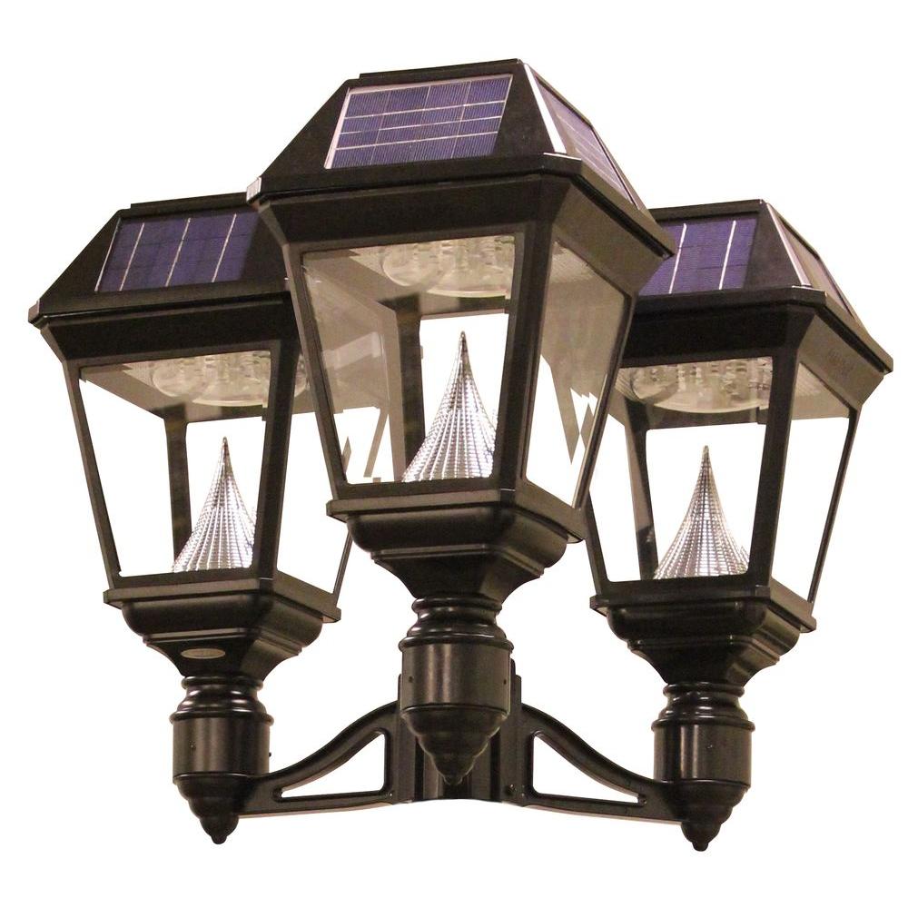 Gama Sonic Imperial Ii 3 Head Solar Black Outdoor Integrated Led Head Solar Black Outdoor Integrated Led