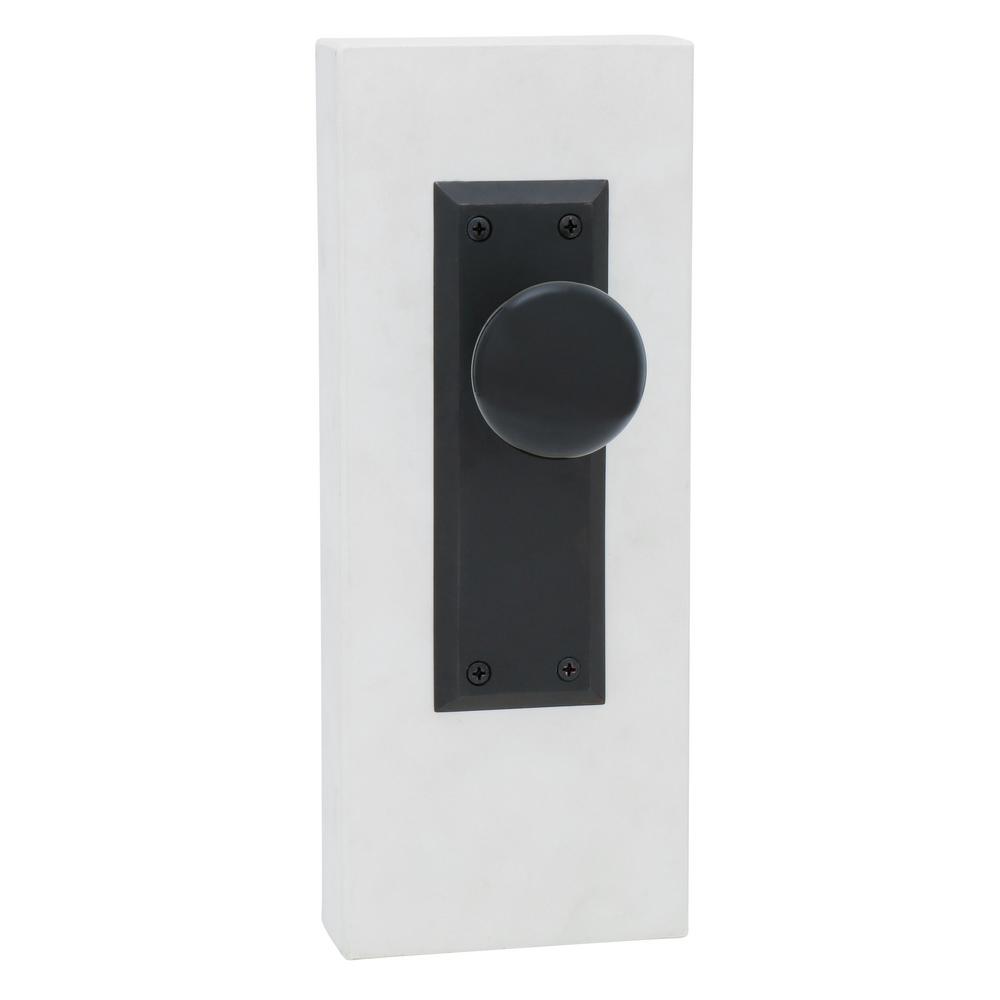 Nostalgic Warehouse New York Plate Single Dummy Black Porcelain Door Knob In Oil Rubbed Bronze