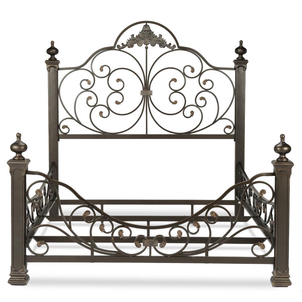 Fashion Bed Group Baroque Gilden Slate Queen Complete With Baroque Gilden Slate Queen Complete Bed With Massive Cast Metal Grills And Decorated Sloping Side Rails