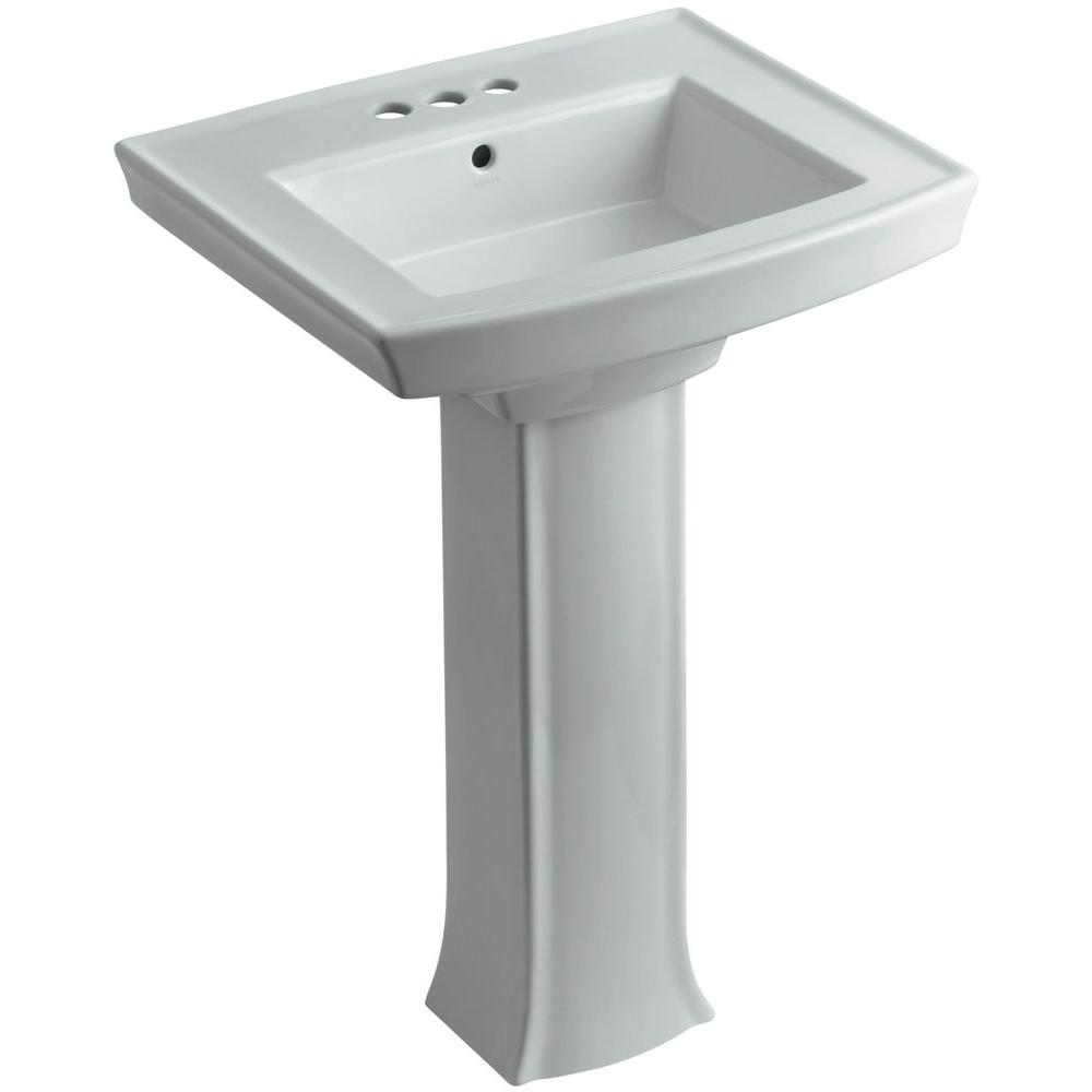 KOHLER Archer Vitreous China Pedestal Combo Bathroom Sink in Ice Grey