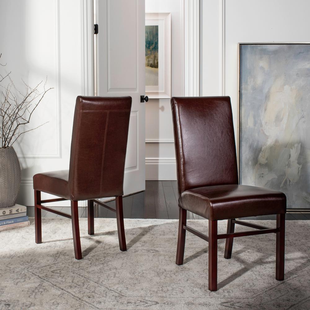 Safavieh Brown Leather Dining Chair (Set Of 2) HUD8205A-SET2 - The Home ...