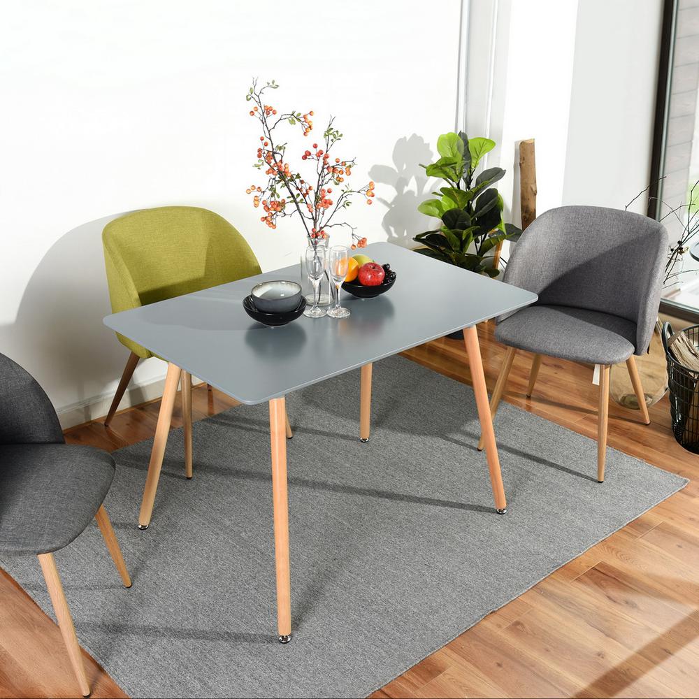 Furniturer Rookie Grey Top Rectangular Dining Table With Round