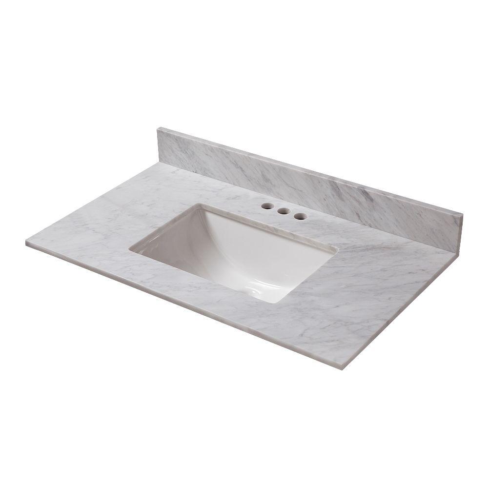 Home Decorators Collection 31 in. W x 19 in. D Marble Vanity Top in ...