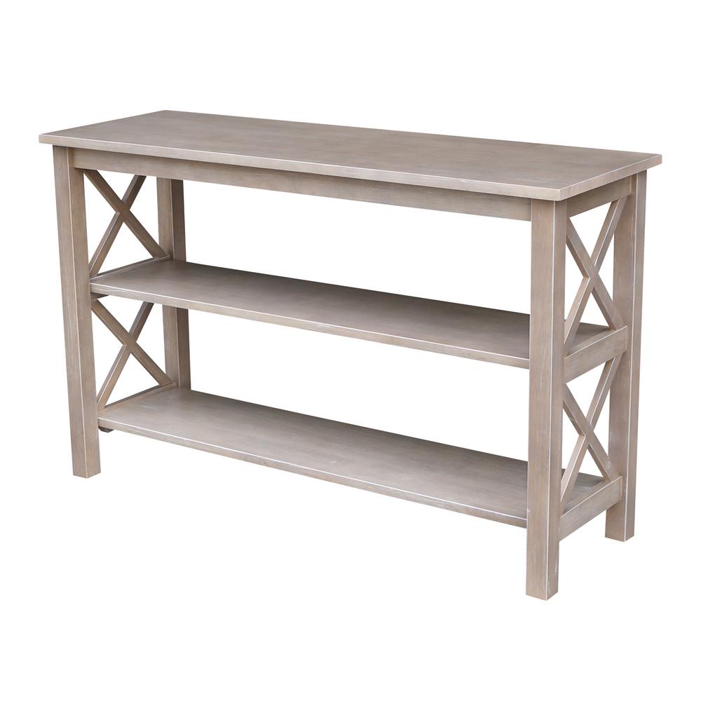 Coastal Console Tables Accent The Home Depot Hampton Weathered Taupe Gray Console Table