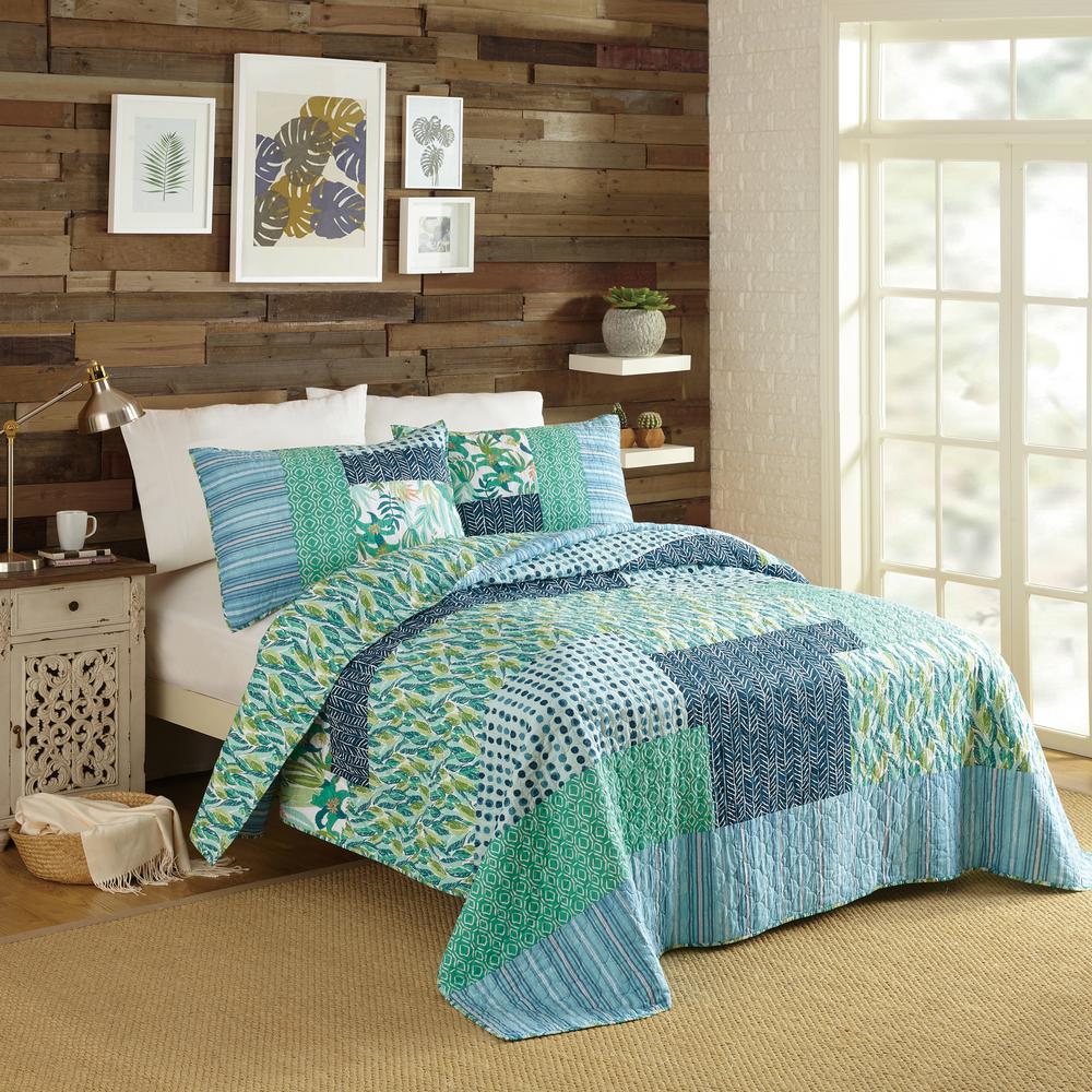MAKERS COLLECTIVE Native Springs 3Piece Blue Cotton Quilt Full/Queen