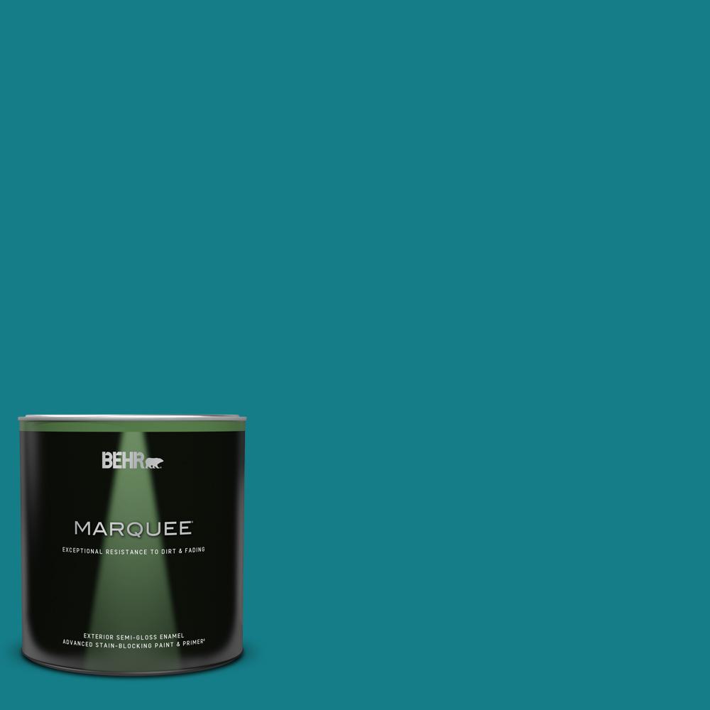 Behr Marquee 1 Gal S H 520 Peacock Tail Semi Gloss Enamel Exterior Paint And Primer In One 545301 The Home Depot