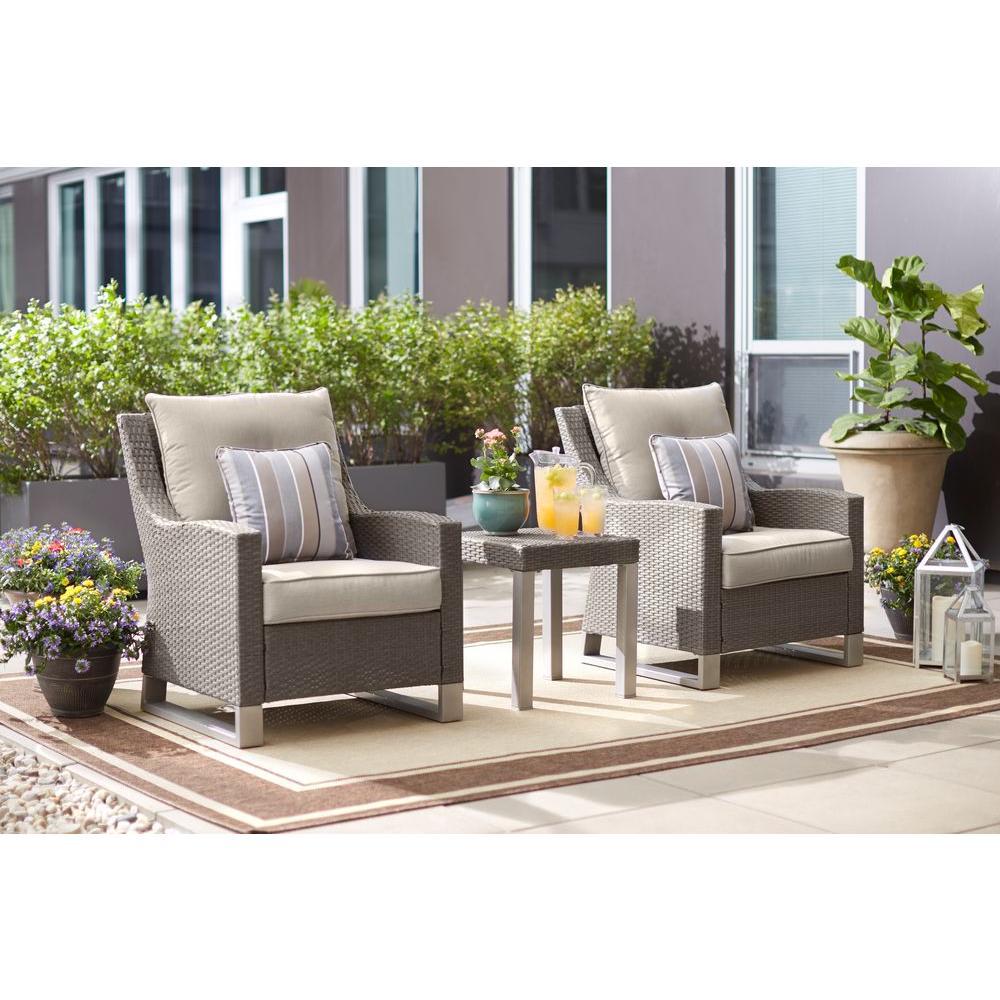 Hampton Bay Broadview 3-Piece Gray Resin Wicker Patio Seating Set with Sunbrella... by Hampton Bay