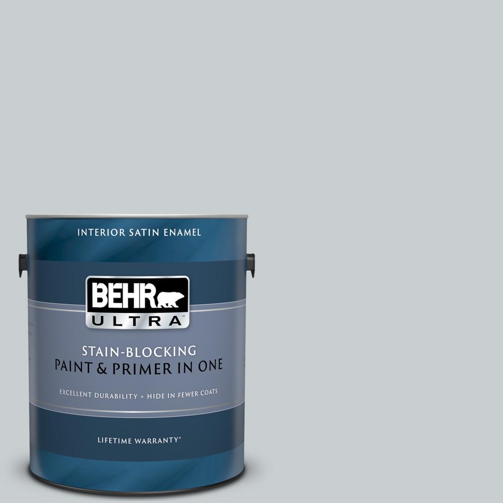 BEHR ULTRA 1 gal. 760E2 Manhattan Mist Satin Enamel Interior Paint and Primer in One775001