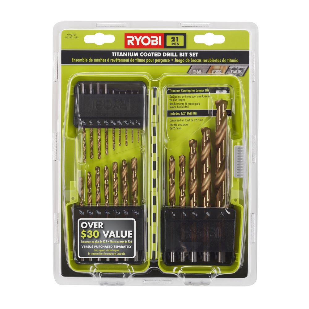 Ryobi Titanium Coated Drill Bit Set (21-Piece)-A972102 - The Home Depot