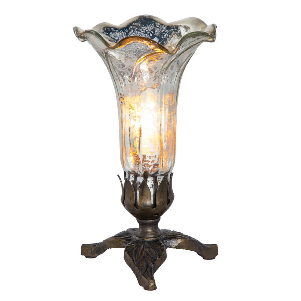 River of Goods 8.25 in. Silver Hand Blown Mercury Glass Lily Lamp with