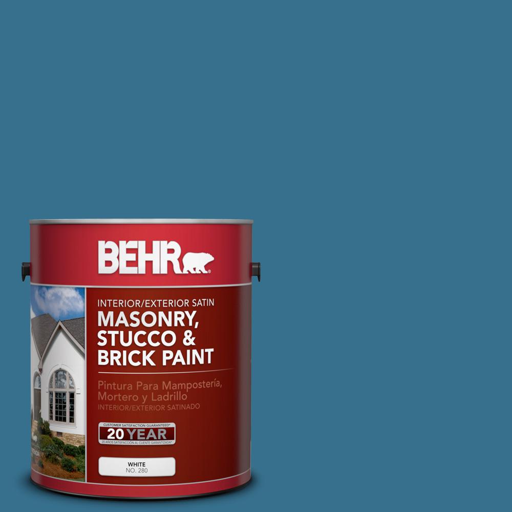 BEHR 1 Gal M490 6 Living Stream Satin Interior Exterior Masonry   Living Stream Behr Masonry Brick Stucco Paint 28201 64 1000 