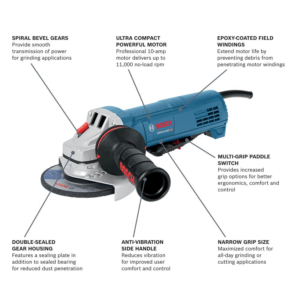 Bosch 10 Amp Corded 4 1 2 In Angle Grinder With Paddle Switch 2