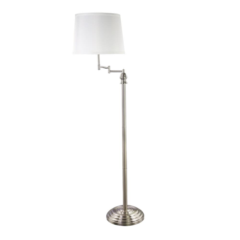 silver floor lamp with shelves