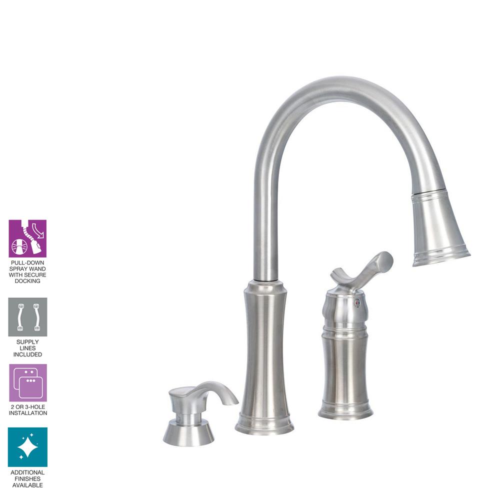 Delta Lakeview Pull Down Kitchen Faucet With Soap Dispenser Home