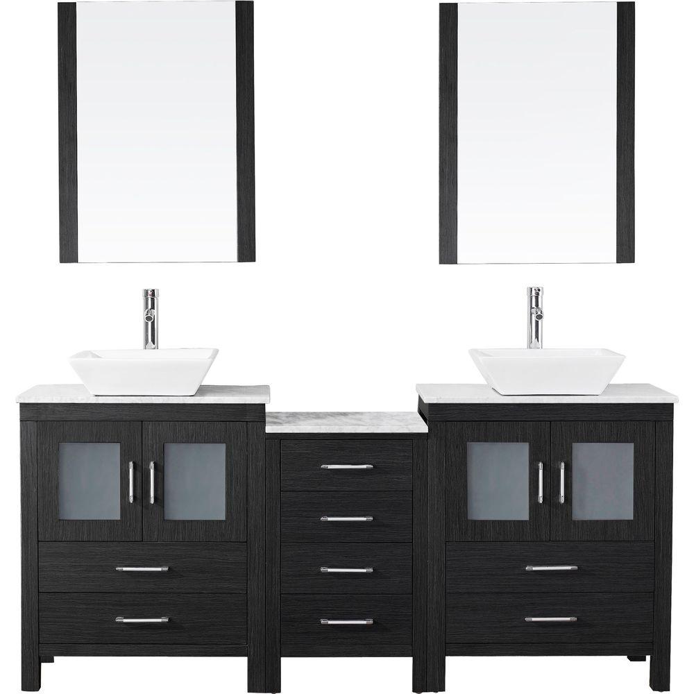 Virtu USA Dior 74 in. W x 18.3 in. D Vanity in Zebra Grey with Marble