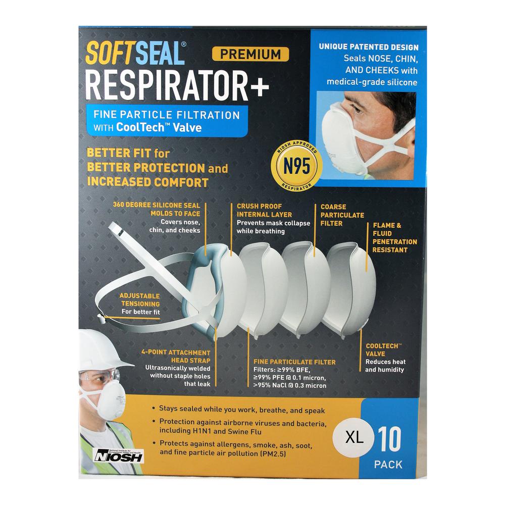 Softseal Silicon Molded Xl N95 Certified Respirator With Cooltech