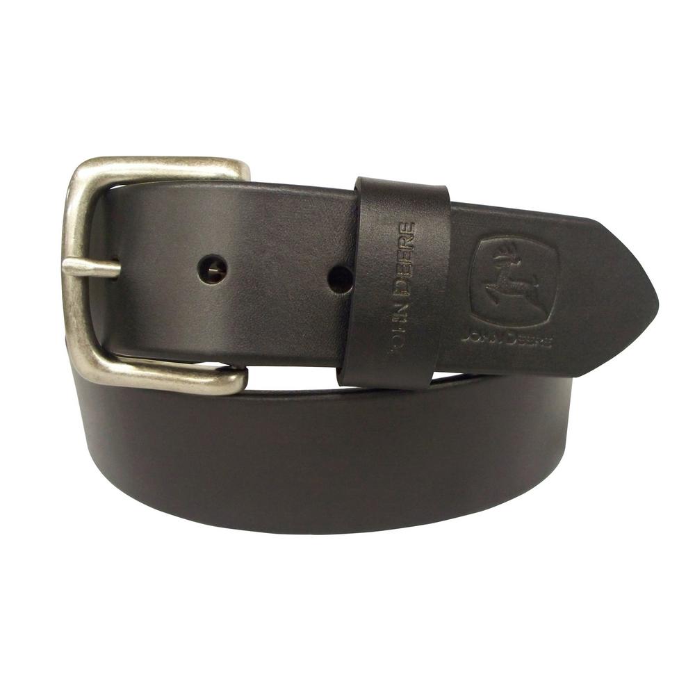JOHN DEERE Men&#39;s Size 38 Black Leather Bridle Belt-450850000138 - The Home Depot