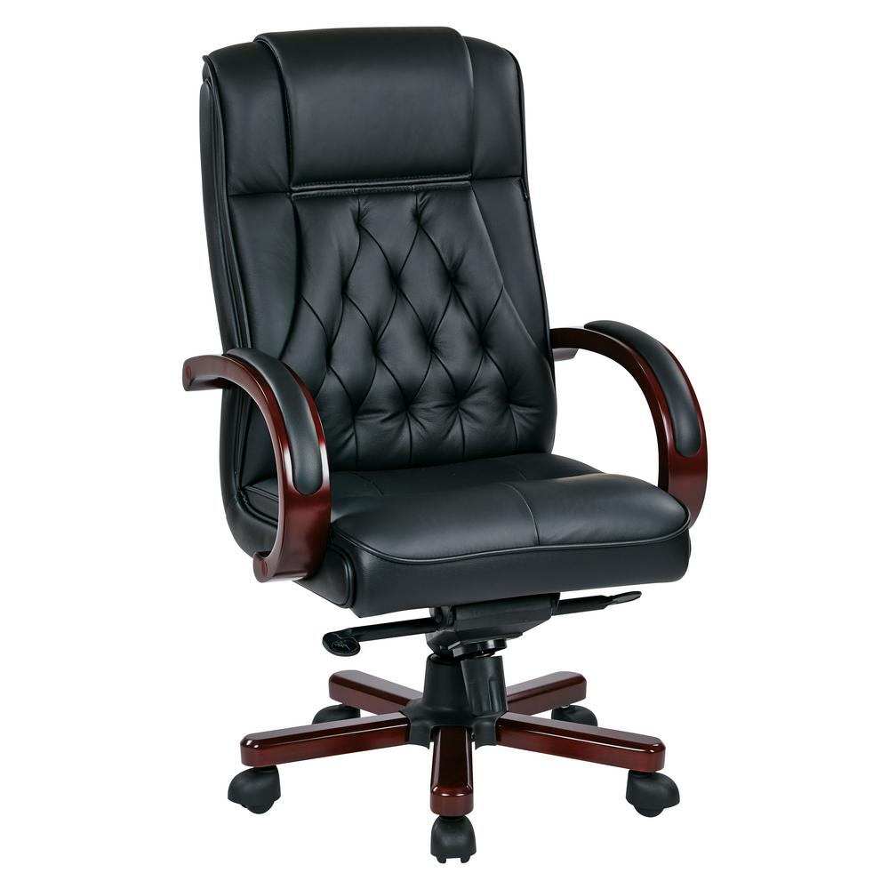 OSP Furniture Black Leather Executive Chair-TWN300L-3 - The Home Depot