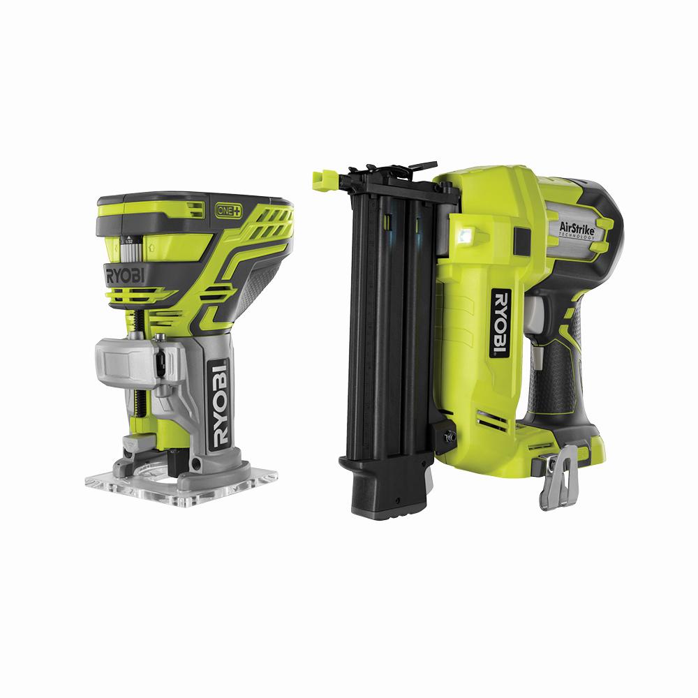 RYOBI 18-Volt ONE+ AirStrike 18-Gauge Cordless Brad Nailer with 18-Volt ...