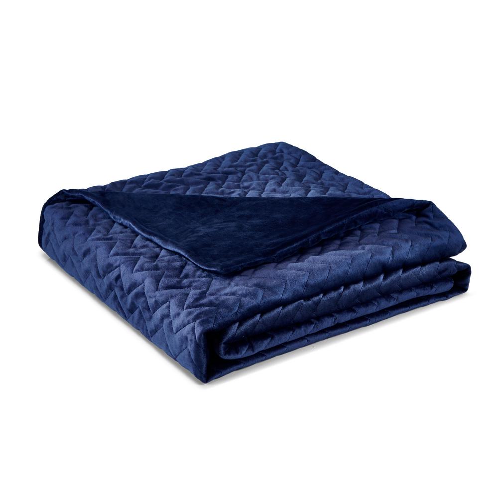 Cozy Tyme Deka 2-in-1 Warm and Cool Navy Weighted Blanket 25 lbs. 72 in