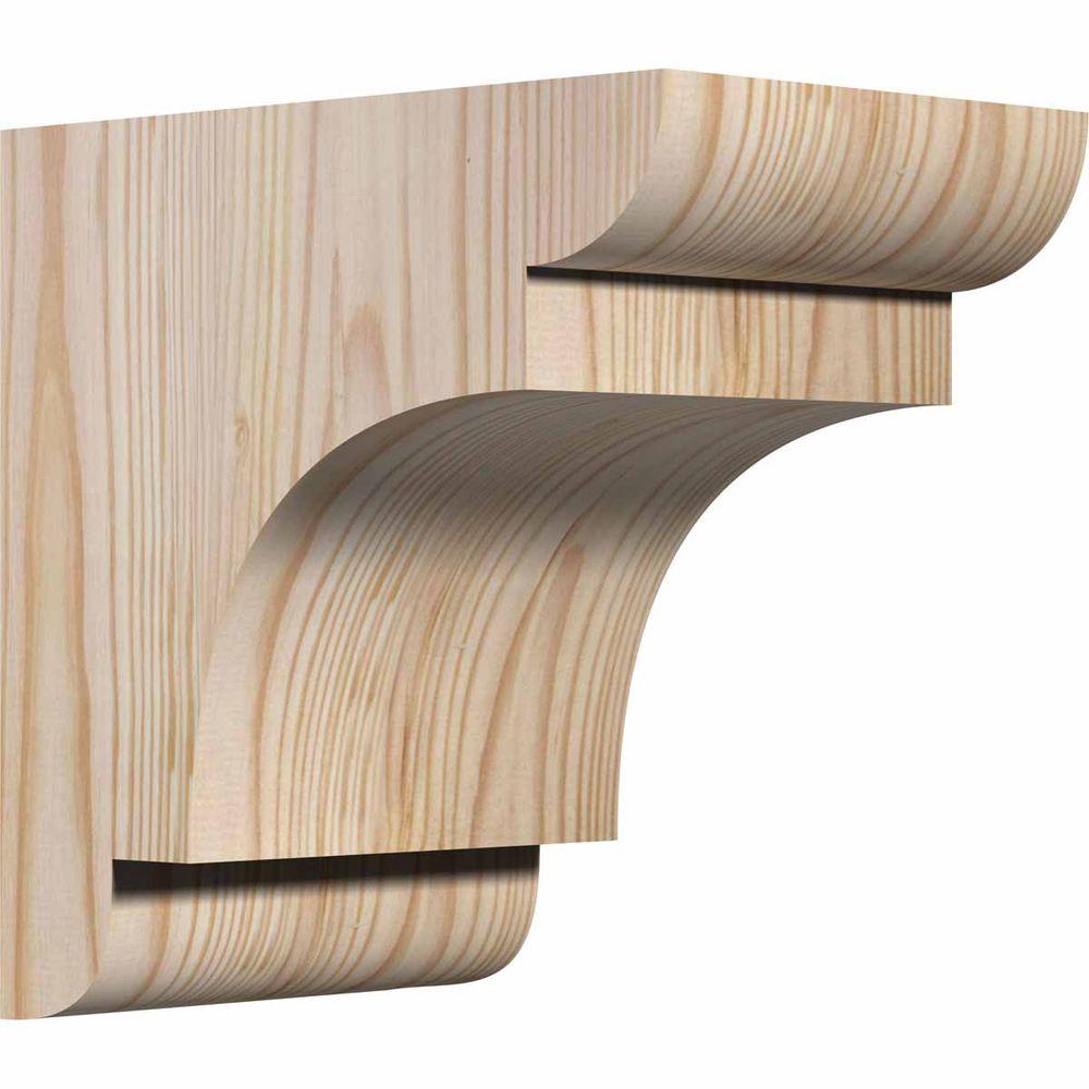 Douglas Fir 5 1//2 Width x 8 Depth x 8 Height Ekena Millwork COR06X08X08YOR01SDF Yorktown Smooth Corbel with Backplate