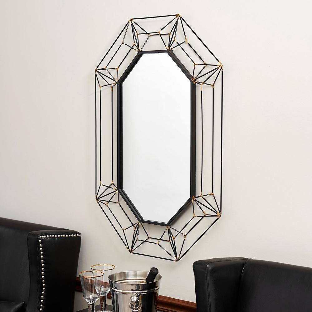 Household Essentials Large Oval Wall Mirror In Black Metal 2358 1 Household Essentials Large Oval Wall Mirror In Black Metal
