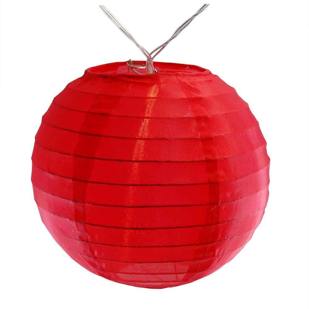 Battery Operated Red String Light With 6 In Nylon Lanterns 10 Count