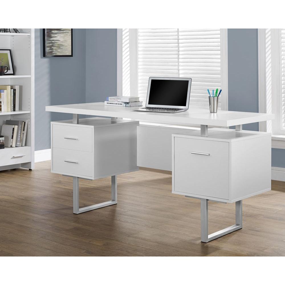 white desk with drawers