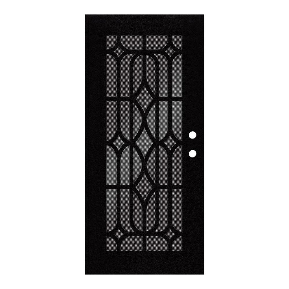 Unique Home Designs 30 In X 80 In Essex Black Left Hand Surface Mount   Black Unique Home Designs Security Doors 1s1501cl2bkp5a 64 600 