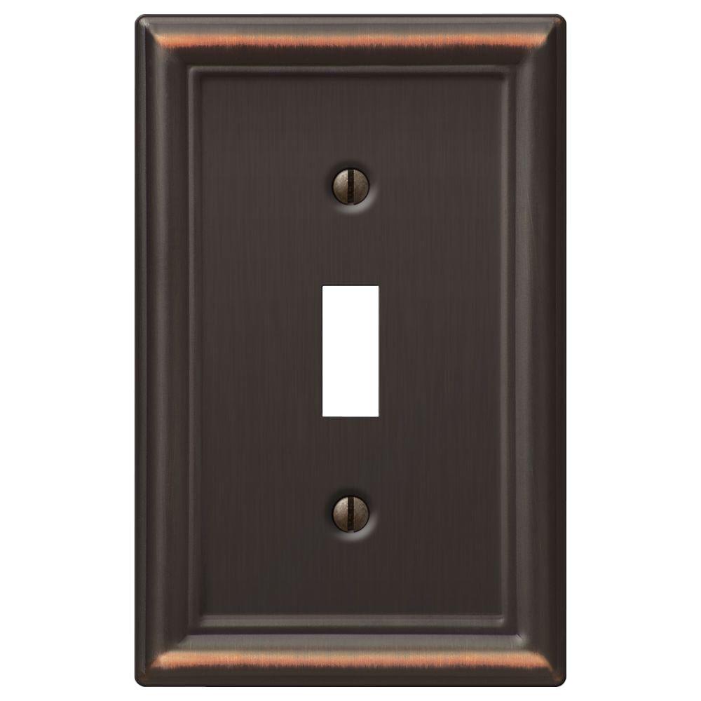 Bronze Switch Plates Wall The Home Depot Ascher 1 Toggle Wall Plate In Aged Bronze Stamped 2 Pack