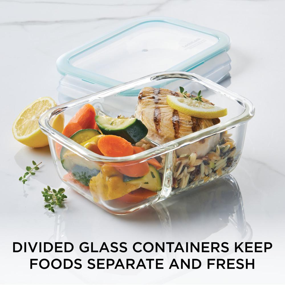 Lock Lock Purely Better Glass Divided Rectangular Food Storage Container 32 Ounce Llg445c The Home Depot