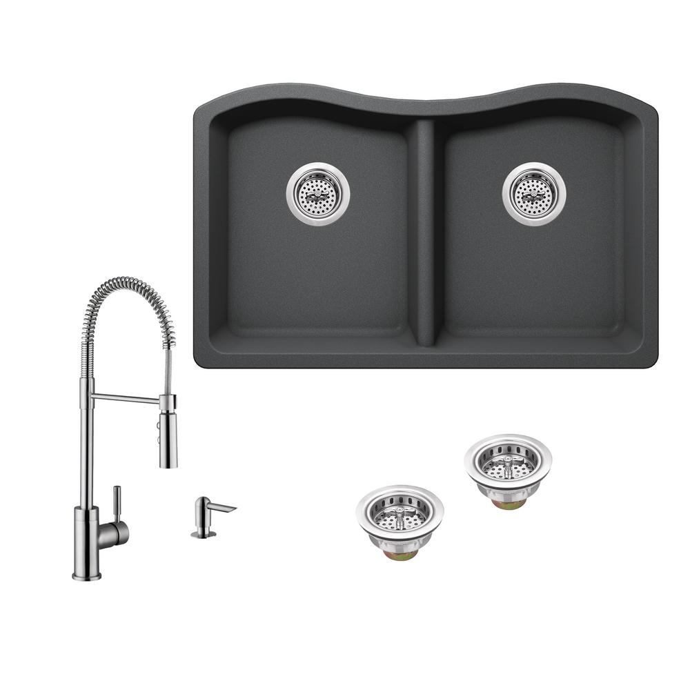 Gray All In One Specialty Undermount Kitchen Sinks