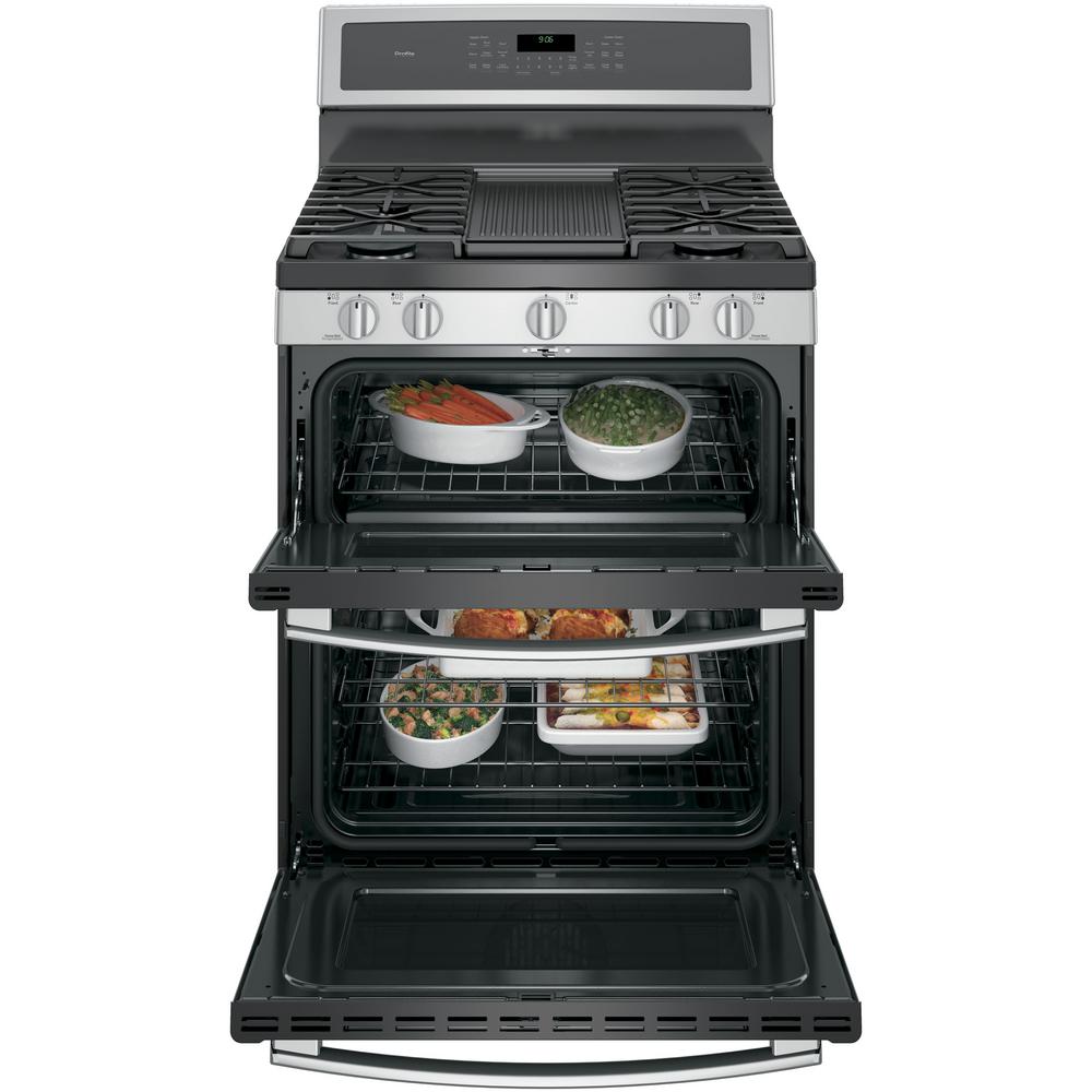 Ge Profile 30 In 6 8 Cu Ft Double Oven Gas Range With Self 6 8 Cu Ft Double Oven Gas Range