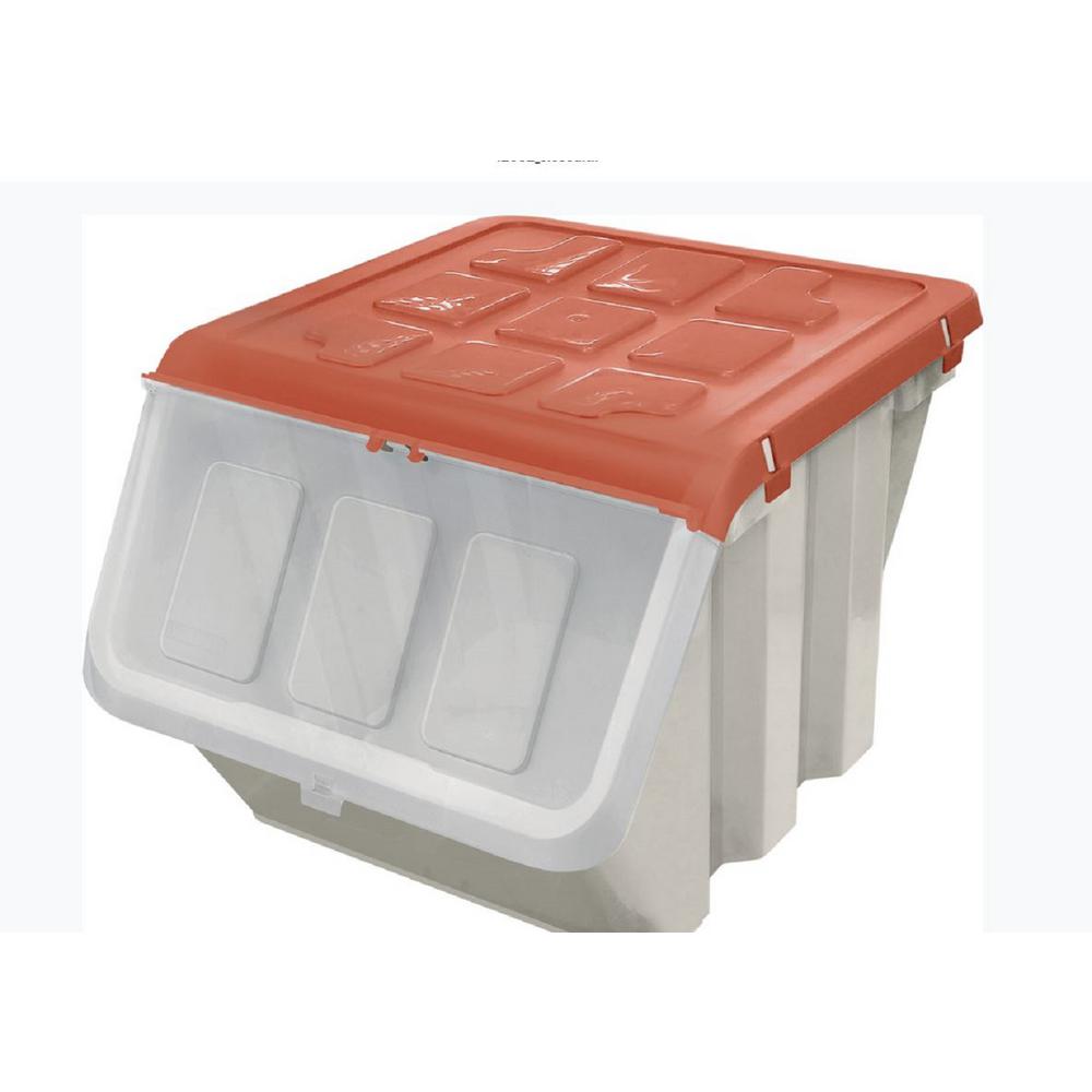 Rimax 33 Qt. Stackable Storage Bin with Terracotta Lid12052 The Home