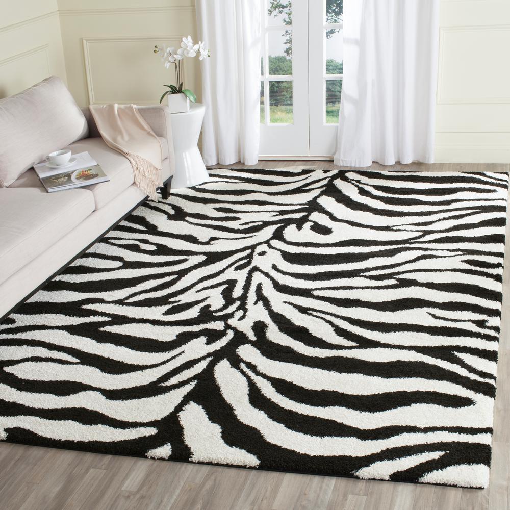 Safavieh Florida Shag Ivory Black Ft X Ft Area Rug Sg The Home Depot