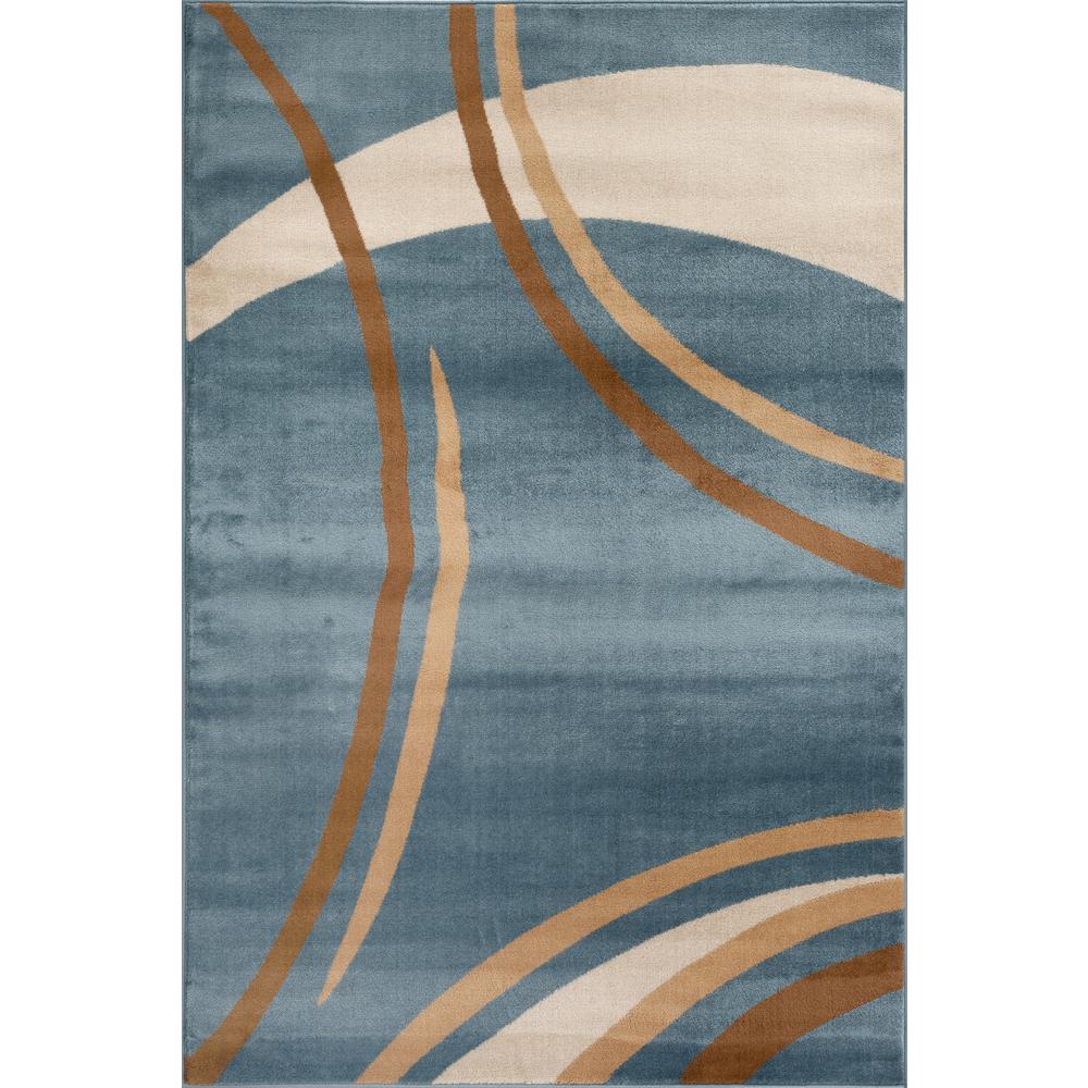 World Rug Gallery Contemporary Modern Wavy Circles Blue 6 Ft In Rug Gallery Contemporary Modern Wavy