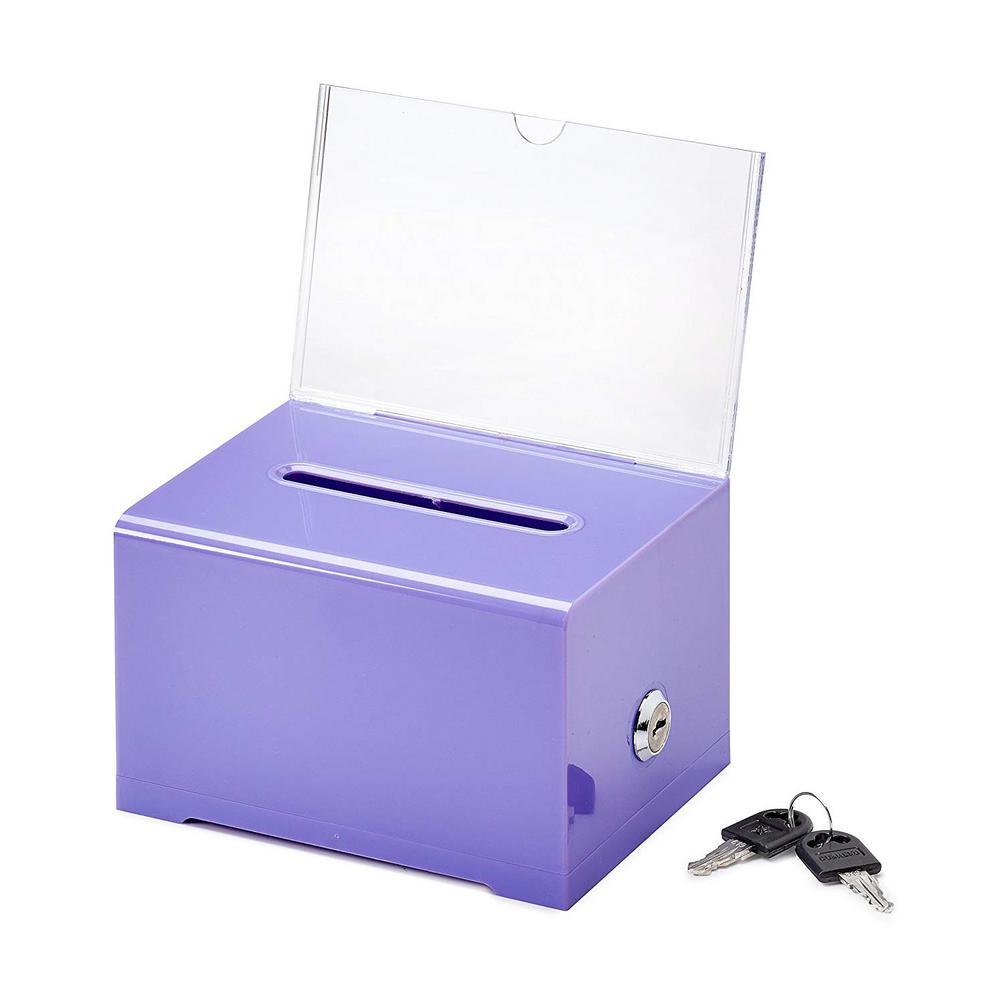 Adiroffice Acrylic Clear Locking Suggestion Box Purple 637 Pur