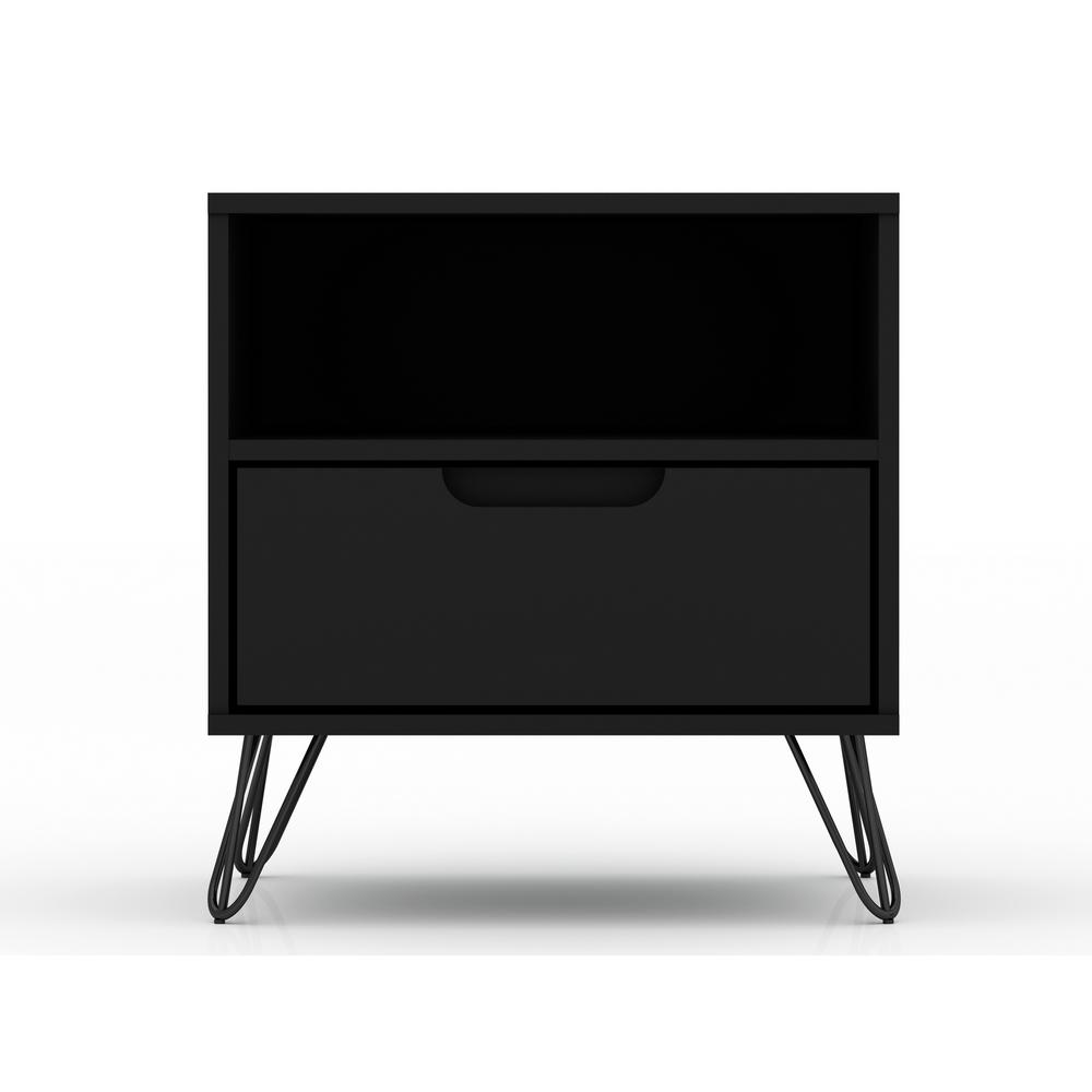 Black Drawers Mid Century Modern Nightstands Bedroom Furniture The Home Depot