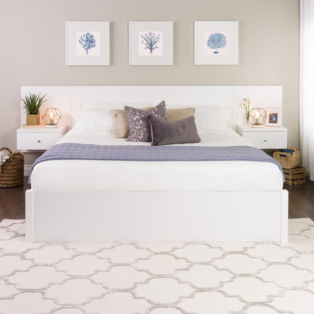Prepac White Floating King Headboard With Nightstands Whhk 0520 2k Prepac White Floating King Headboard With Nightstands