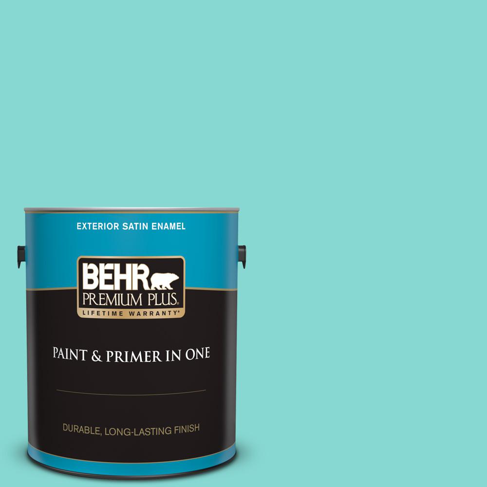 Behr Premium Plus 1 Gal P450 3 Rainwater Satin Enamel Exterior Paint And Primer In One 905001